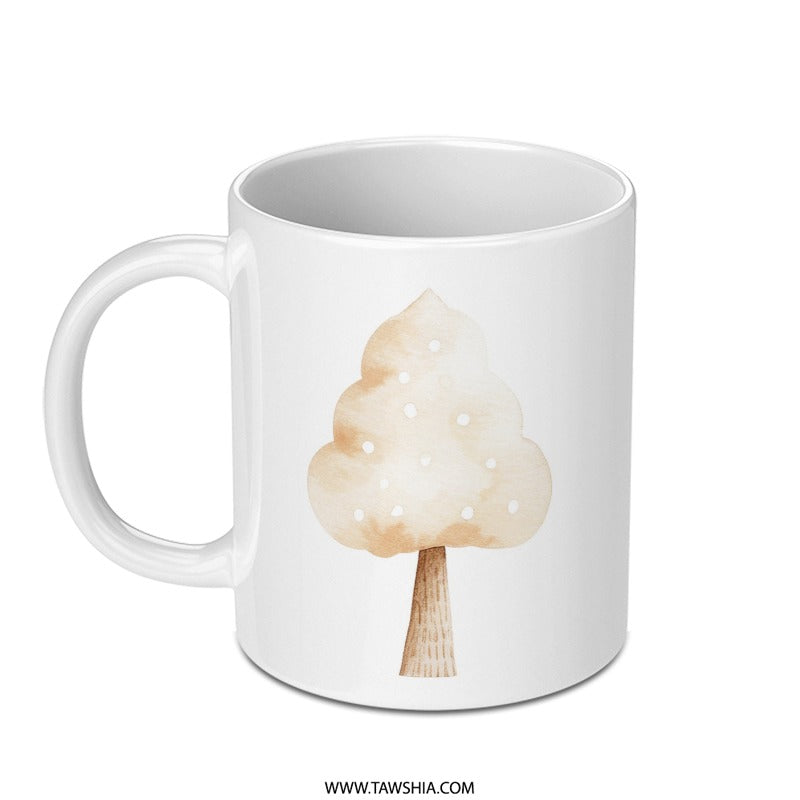 Watercolor Tree Mug, Aesthetic Coffee Cup, Nature Lover Gift, Unique Tree Design, Whimsical Tree Art Mug SKU: MG10004213 - Tawshia