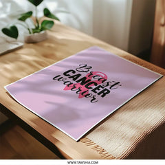 Breast Cancer Warrior Photographic Print, Awareness Ribbon Art, Pink Wall Decor, Inspirational Gift, Survivor Support, Hope Poster - Tawshia