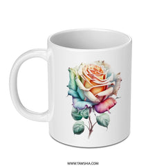 Rose Mug, Floral Mug, Watercolor Rose, Colorful Rose, Flower Mug, Botanical Mug, Gift Mug, Tea Mug, Coffee Mug, Artistic Mug - Tawshia