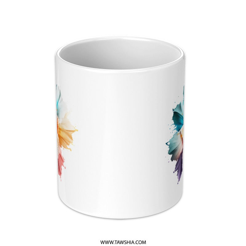 Colorful Floral Mug, Artistic Flower Coffee Mug, Gift for Her, Spring Flower Mug, Rainbow Petals Cup, Painterly Bloom Mug, Tea Mug - Tawshia