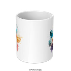 Colorful Floral Mug, Artistic Flower Coffee Mug, Gift for Her, Spring Flower Mug, Rainbow Petals Cup, Painterly Bloom Mug, Tea Mug - Tawshia