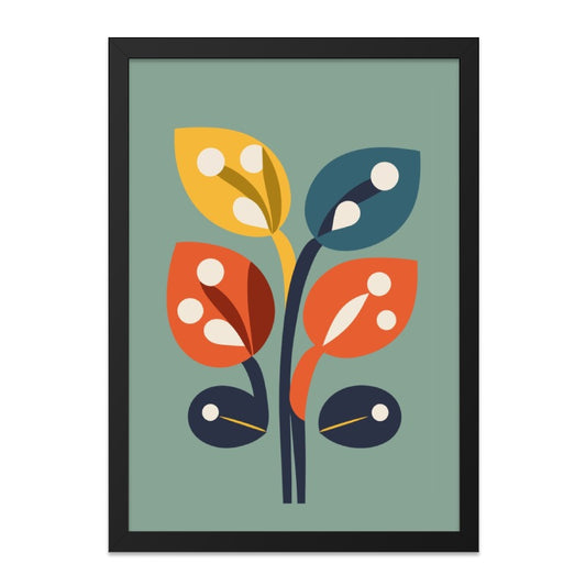 Abstract Botanical Wall Art, Modern Leaf Print, Minimalist Plant Decor, Colorful Floral Artwork, Geometric Wall Hanging, Home Decor - Tawshia