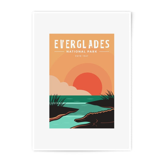 Everglades National Park Photographic Print, Florida Alligator Art, Sunset Landscape Poster, Travel Souvenir Wall Decor, Home Decor - Tawshia