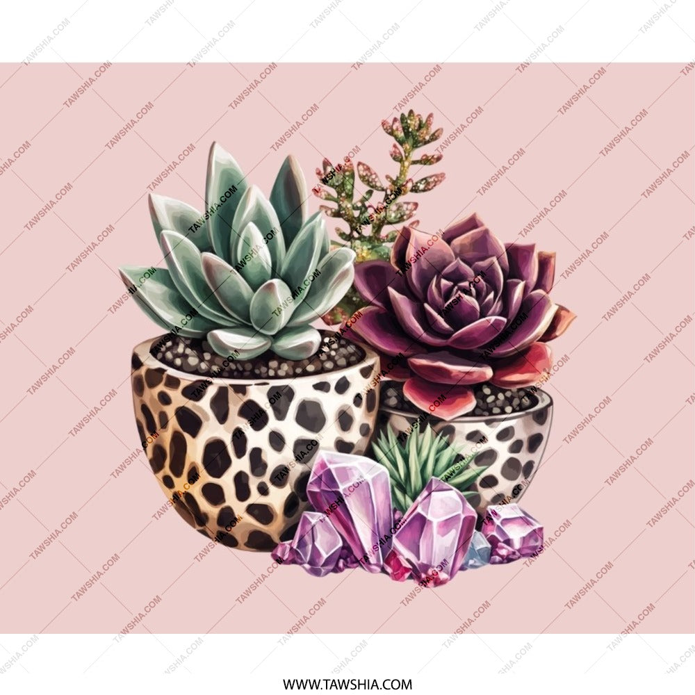 Succulent Mouse Pad, Crystal Decor, Potted Plant Art, Office Desk Accessories, Cute Computer Mat, Trendy Workspace Gift, Succulent Lover - Tawshia