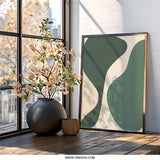 Modern Abstract Wall Art, Neutral Tones Print, Green and Beige Art, Minimalist Wall Decor, Contemporary Home Art, Art Print - Tawshia