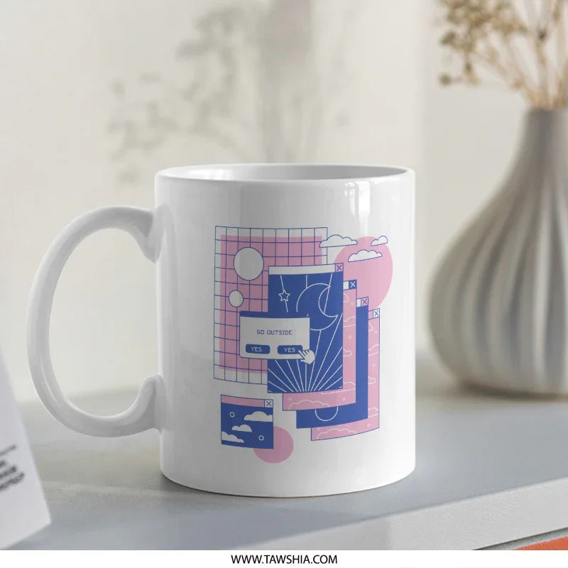 Artistic Geometric Design White Coffee Mug product