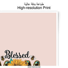 Blessed Mom Photographic Prints, Sunflower Photo Print, Mother's Day Wall Art, Bee Decor, Inspirational Mom Gift - Tawshia