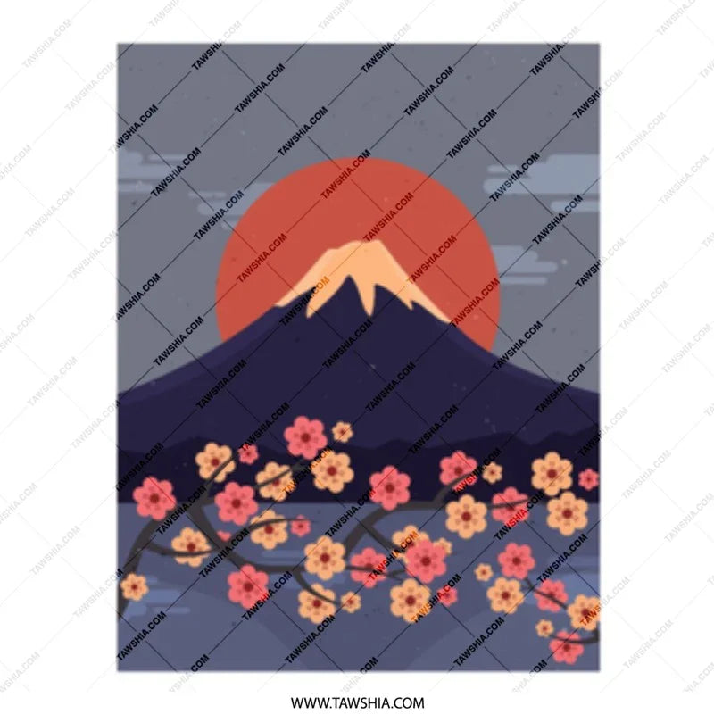 Scenic Sunset Over Mountain Blossoms product