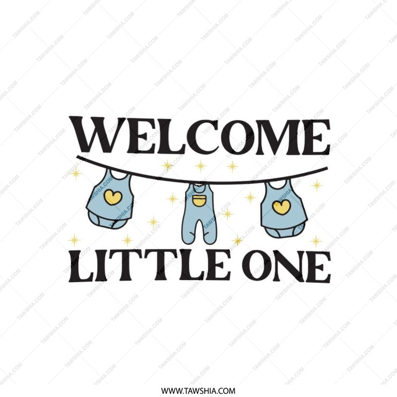 Welcome Little One Pillow, Baby Shower Gift, Nursery Decor, Cute Baby Clothesline Pillow, New Baby Gift, Newborn Pillow - Tawshia