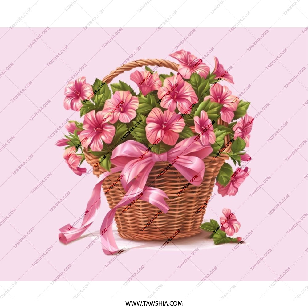Floral Basket Mouse Pad, Pink Flower Mousepad, Cute Desk Decor, Home Office Accessories, Flower Basket Gift, Pretty Mousepad Gift Idea - Tawshia