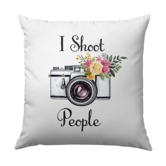 Photographer Pillow, Floral Camera Throw Pillow, Photography Gift, I Shoot People Pillow, Decorative Pillow, Home Decor - Tawshia