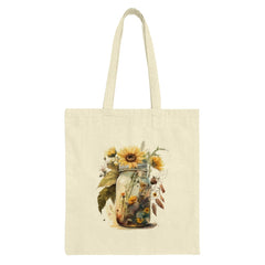 Sunflower Tote Bag, Mason Jar Flowers, Floral Grocery Bag, Watercolor Art, Everyday Tote, Book Bag, Cute Tote, Unique Gift, Shopping Bag - Tawshia