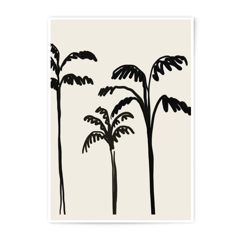 Palm Trees Photographic Print, Black and White Art, Minimalist Tropical Decor, Modern Home Art, Coastal Wall Decor, Palm Tree Photography - Tawshia