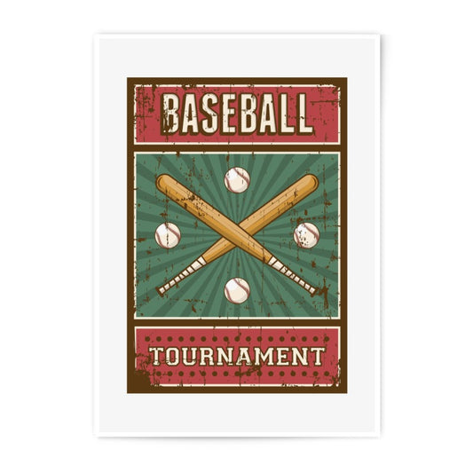 Baseball Tournament Photographic Print, Vintage Sports Art, Baseball Bats and Balls, Retro Style Poster, Baseball Gift, Sports Decor - Tawshia