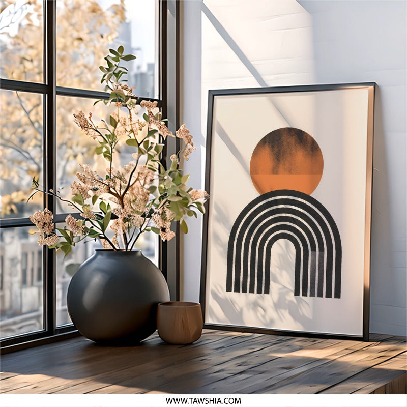 Geometric Wall Art, Abstract Rainbow Art, Modern Home Decor, Circle Art, Minimalist Print, Contemporary Wall Decor, Unique Wall Art - Tawshia