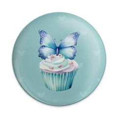 Butterfly Cupcake Pinback Button, Blue Insect Badge, Cute Food Button, Sweet Treat Gift, Decorative Button, Collectible Pin - Tawshia