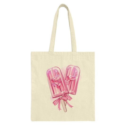 Pink Popsicle Tote Bag, Cute Ice Pop, Foodie Design, Summer Vibes, Unique Gift, Stylish Shopping Bag, Reusable Grocery Bag - Tawshia