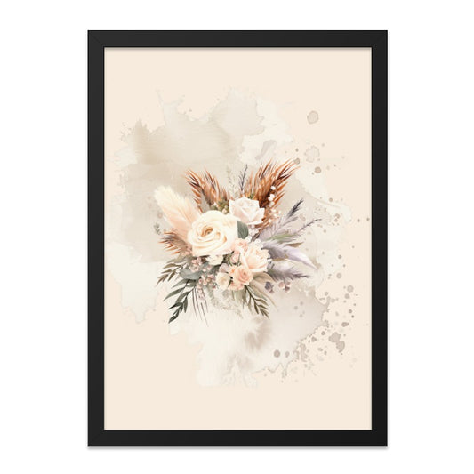 Floral Bouquet Wall Art, Rose Wall Art, Watercolor Flowers Art, Beige Flower Painting, Boho Floral Print, Botanical Art, Modern Wall Decor - Tawshia