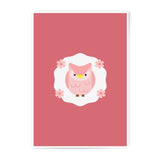 Pink Owl Photographic Prints, Cute Owl Art, Nursery Decor, Baby Room Art, Kids Room Prints, Floral Owl Prints, Childrens Wall Art - Tawshia
