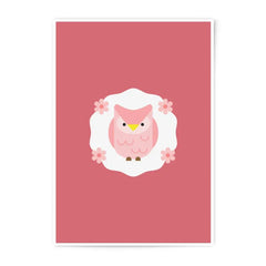 Pink Owl Photographic Prints, Cute Owl Art, Nursery Decor, Baby Room Art, Kids Room Prints, Floral Owl Prints, Childrens Wall Art - Tawshia