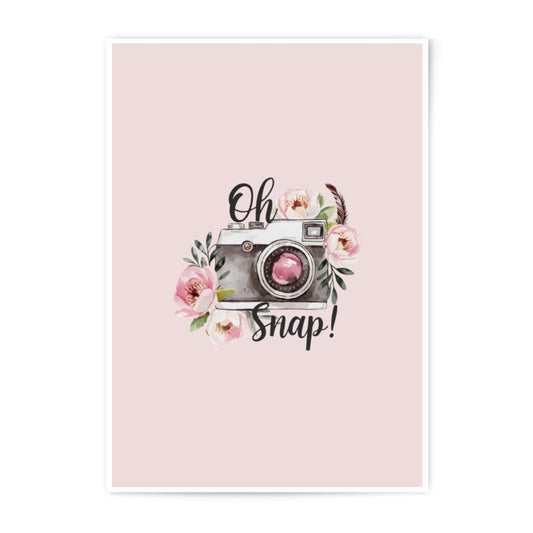 Oh Snap Camera Photographic Prints, Floral Camera Wall Decor, Cute Photography Art, Pastel Pink Home Decor, Photographer Gift - Tawshia
