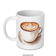 Latte Art Mug, Coffee Lover Gift, Watercolor Mug, Unique Coffee Mug, Ceramic Coffee Mug, Drinkware, Hot Beverage Cup, Kitchen Decor Mug - Tawshia