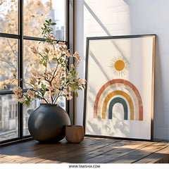 Boho Rainbow Wall Art, Sun Print, Abstract Art Print, Modern Wall Decor, Minimalist Art, Kids Room Decor, Nursery Wall Art, Home Decor - Tawshia