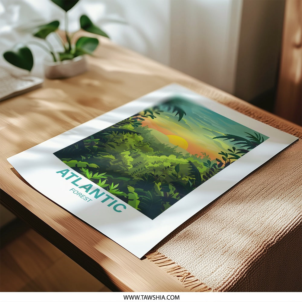 Atlantic Forest Photographic Print, Tropical Jungle Art, Nature Wall Decor, Sunset Landscape, Rainforest Scenery - Tawshia