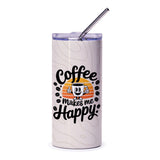 Coffee Makes Me Happy Tumbler, Cute Coffee Mug, Happy Coffee Cup, Coffee Lover Gift, Drinkware Tumbler, Gift for Friend, Office Coffee - Tawshia
