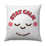 Stay Calm Happy Pillow, Cute Face Throw Pillow, Positive Affirmations, Relaxing Home Decor, Motivational Gift, Zen Pillow - Tawshia