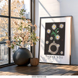 Thank You Daisies Wall Art, Floral Print, Flower Vase Art, Minimalist Art, Modern Wall Decor, Housewarming Gift, Daisy Flower Art - Tawshia