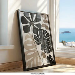 Tropical Leaves Wall Art, Modern Botanical Print, Abstract Foliage Decor, Monstera Leaf Artwork, Nature Inspired Home Decor - Tawshia