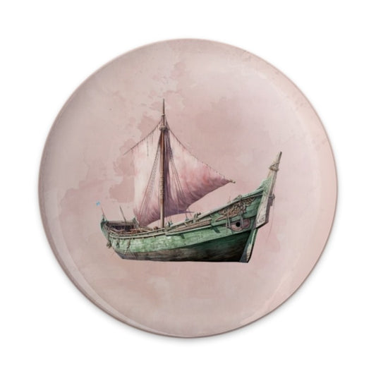 Vintage Sailboat Pinback Button, Nautical Decor, Antique Ship Button, Pink Aesthetic Button, Gift for Sailor, Boat Lover Gift - Tawshia