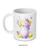 Lemonade Mug, Watercolor Mug, Floral Drink Mug, Summer Drink Mug, Purple Flowers Mug, Dessert Mug, Honeycomb Mug - Tawshia