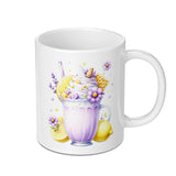 Lemonade Mug, Watercolor Mug, Floral Drink Mug, Summer Drink Mug, Purple Flowers Mug, Dessert Mug, Honeycomb Mug - Tawshia