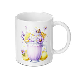 Lemonade Mug, Watercolor Mug, Floral Drink Mug, Summer Drink Mug, Purple Flowers Mug, Dessert Mug, Honeycomb Mug - Tawshia