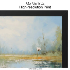 Pond Flowers Wall Art, Floral Landscape Print, Nature Inspired Artwork, Serene Water Lilies Painting, Botanical Home Decor, Wall Art - Tawshia