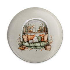 Book Nook Pinback Button, Reading Corner, Cozy Home Decor, Autumn Leaves, Book Lover Gift, Literary Accessories, Bookcase Button - Tawshia