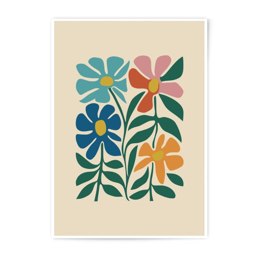 Floral Photographic Print, Colorful Flower Art, Retro Flower Print, Botanical Wall Decor, 70s Flower Power, Groovy Aesthetic Print - Tawshia