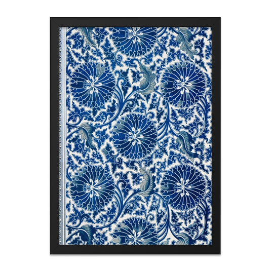 Blue Floral Wall Art, Vintage Botanical Print, Elegant Flower Pattern, Decorative Home Decor, Classic Design - Tawshia