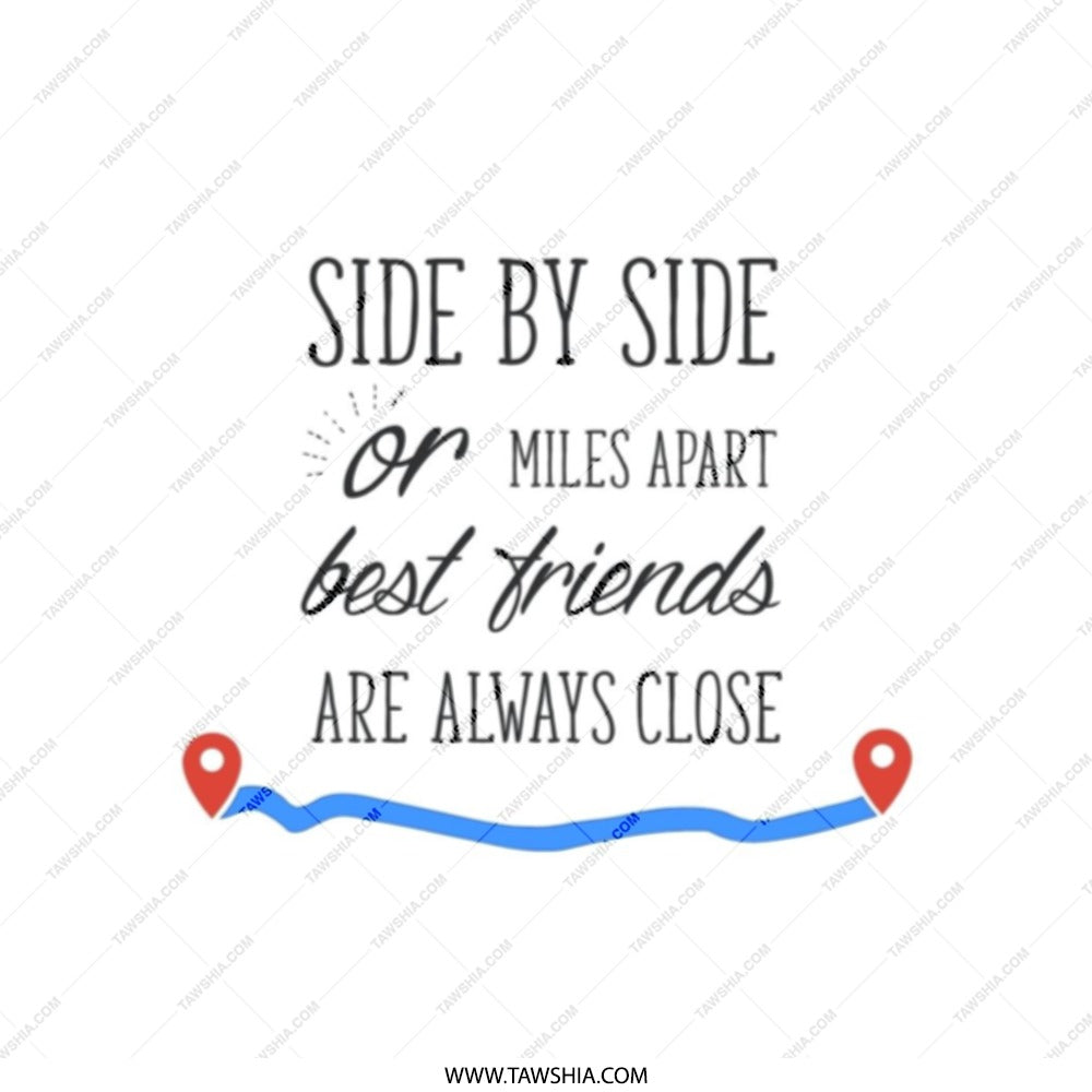 Best Friends Tote Bag, Long Distance Friendship Gift, Side By Side or Miles Apart, Friendship Bag, Gift For Bestie, Friends Forever - Tawshia