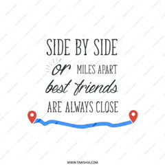Best Friends Tote Bag, Long Distance Friendship Gift, Side By Side or Miles Apart, Friendship Bag, Gift For Bestie, Friends Forever - Tawshia
