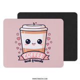 Kawaii Coffee Mouse Pad, Cute Coffee Cup, Coffee and Friends, Pink Mousepad, Desk Decor, Office Gift, Gamer Mouse Pad - Tawshia