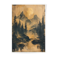 Mountain Forest Photographic Print, Moonlit Landscape Art, Moody Nature Wall Decor, Scenic Home Art, Atmospheric Photo Print - Tawshia