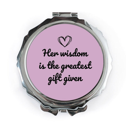 Wisdom Gift Pocket Mirror, Greatest Gift Pocket Mirror, Inspirational Mirror, Heart Pocket Mirror, Mother's Day Gift, Purple Mirror - Tawshia