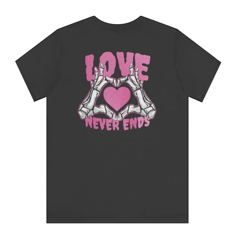 Love Never Ends Graphic Skeleton Hands T-shirt Product