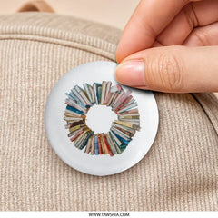 Book Wreath Pinback Button, Librarian Gift, Book Lover Present, Bookworm Badge, Unique Accessories, Teacher Appreciation Button - Tawshia