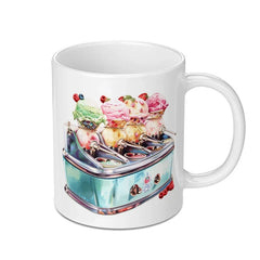 Ice Cream Machine Mug, Retro Style Mug, Dessert Lover Gift, Unique Kitchen Decor, Novelty Mug, Gift Idea - Tawshia