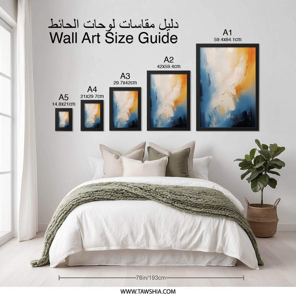Abstract Wall Art, Modern Art Print, Blue and Gold Painting, Minimalist Decor, Contemporary Artwork, Home Decor, Office Art, Ready to Hang - Tawshia