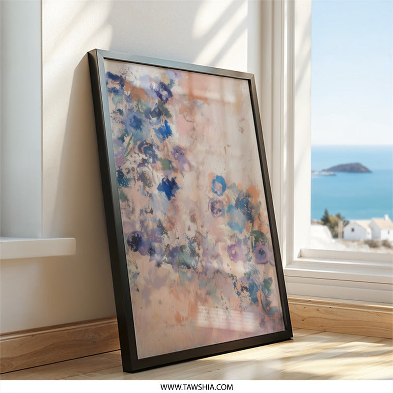 Floral Abstract Wall Art, Contemporary Flower Painting, Elegant Botanical Print, Modern Home Decor, Trendy Living Room Art - Tawshia